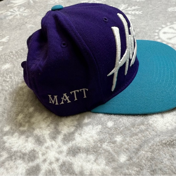 Mitchell Ness Charlotte Hornets Snapback Hat Blue Script Wool Hardwood Classics - Picture 2 of 7